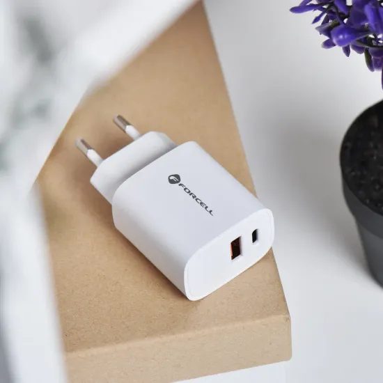 Adaptor Forcell cu conector USB-C și USB A, 3A, 30W cu funcție de încărcare PD și QC 4.0