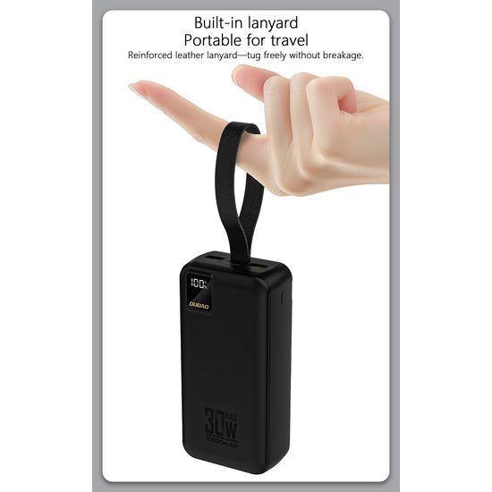 Dudao K8-3 powerbanka 30000mAh 30W – melna