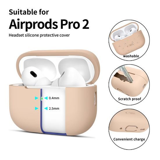 Tech-Protect Σιλικονική θήκη, Apple AirPods Pro 1 / 2, μπεζ