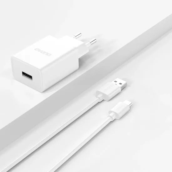 Dudao A4EU USB φορτιστής 2,1A + καλώδιο USB - USB-C, λευκό