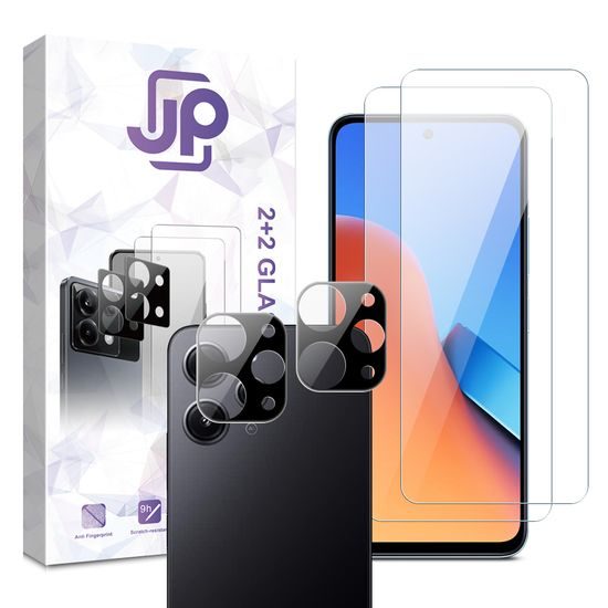 Xiaomi Redmi 12 apsauginis rinkinys – JP 2 vnt. grūdinto stiklo ir 2 vnt. kameros apsaugos