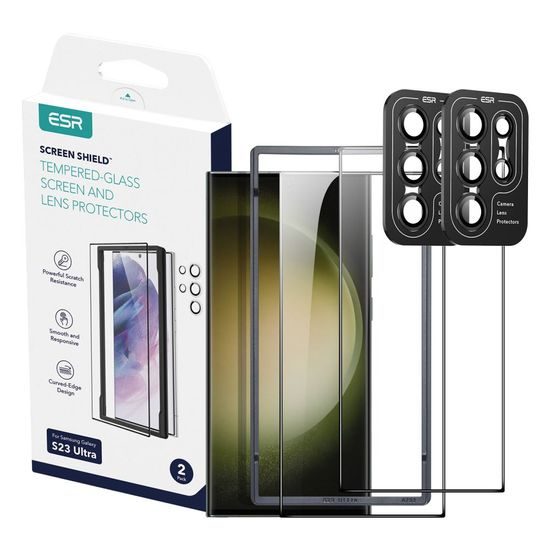 ESR Protector 2-PACK, 2 edzett üveg applikátorral, 2 lencse szemüveg, Samsung Galaxy S23 Ultra