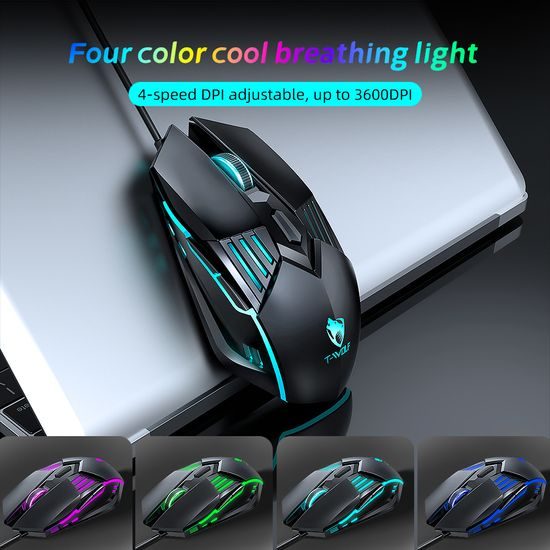 T-WOLF TF700 Gaming Set 4in1 - RGB Tastatur mit Mechanical Feel + Gaming Maus + Headset + Mauspad