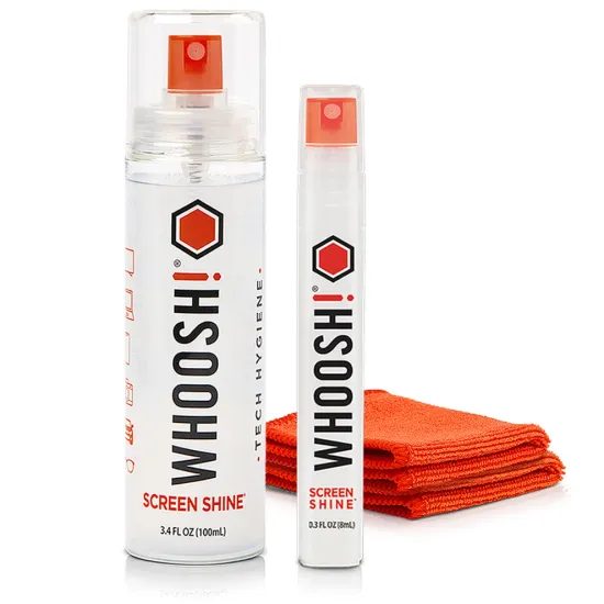 WHOOSH! Screen Shine Duo 100 ml + 8 ml set za čišćenje zaslona s mikrovlaknenim krpicama
