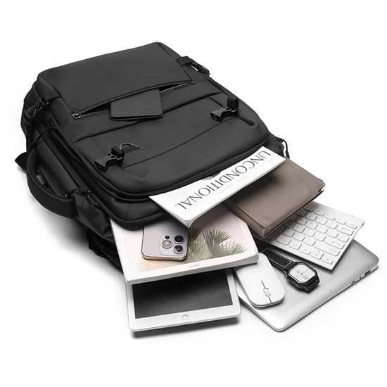 JP Rucksack B15 für Alltag und Freizeit - 48x33x20~25 cm - Schwarz