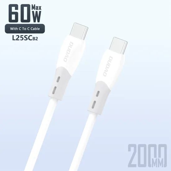 Dudao L25SC USB-C auf USB-C Kabel - 60W Schnellladekabel - 2m - Weiß