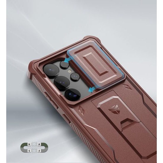 Dexnor 360 Kickstand Camprotector Θήκη Samsung Galaxy S25 Ultra, Βυσσινί