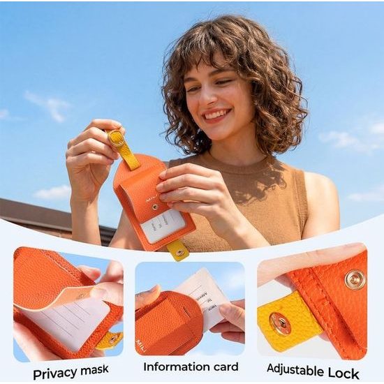MiLi MiTag Duo bagāžas lokators ar ādas futrāli – oranžs