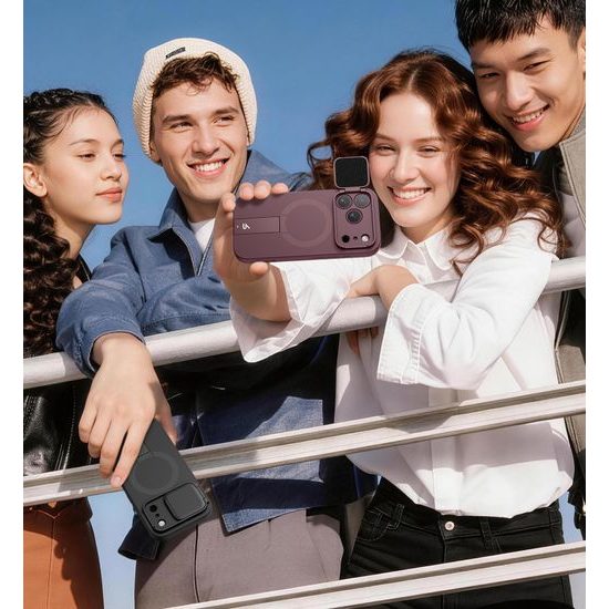 Husă Suritch MagSafe cu Suport și Protecție Cameră iPhone 17 Pro / 18 Pro, vișiniu