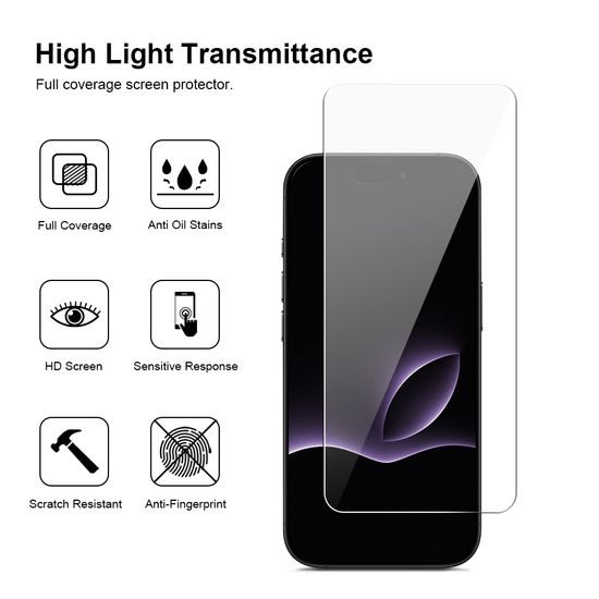 JP Long Pack Panzerglas, 3 Displayschutzgläser für Handy mit Applikator, iPhone 17