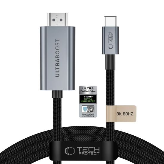 Tech-Protect UltraBoost USB-C a HDMI 2.1 8K 60HZ, grigio, 3 m