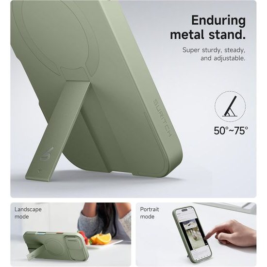Suritch MagSafe Kickstand Camprotector obal iPhone 16 Plus, zelený