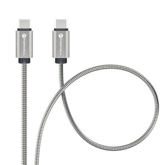 Forcell F-Energy καλώδιο USB-C - USB-C, QC4.0, PD, 5A, 100W, 2 m, ασημί
