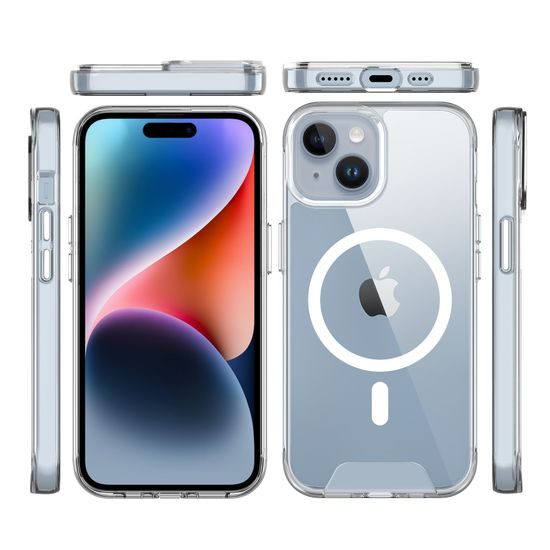 JP MagFit MagSafe etui z certyfikatem SGS 1.2M, iPhone 14 Plus / 15 Plus, przezroczysty