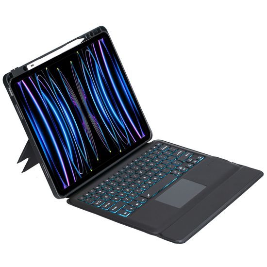 JP billentyűzet tok MK02 táblagép tok, iPad Pro 12.9, 2018 / 2020 / 2021 / 2022, iPad Air 13 2024, fekete