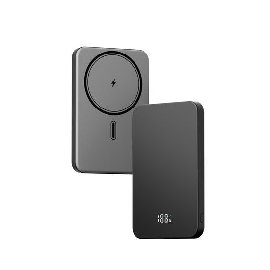 UltraThin MagSafe Power Bank 5000 mAh, PD20W + 15W ασύρματα, μαύρο