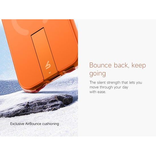 Husă Suritch AirBounce Bumper MagSafe cu Suport și Protecție Cameră, iPhone 17 Pro Max / 18 Pro Max, portocaliu