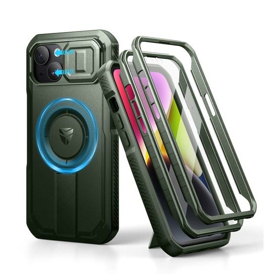 Dexnor MagSafe 360 Kickstand Camprotector калъф iPhone 13 / 14, зелен