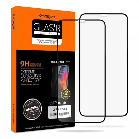 Spigen Full Cover Glass FC Zaščitno kaljeno steklo 2 kosa, iPhone 11 Pro, črno