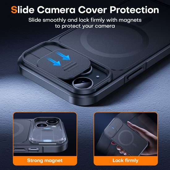 JP CamProtection MagSafe tok 4.5M SGS tanúsítvánnyal, iPhone 13 / 14 / 15, fekete