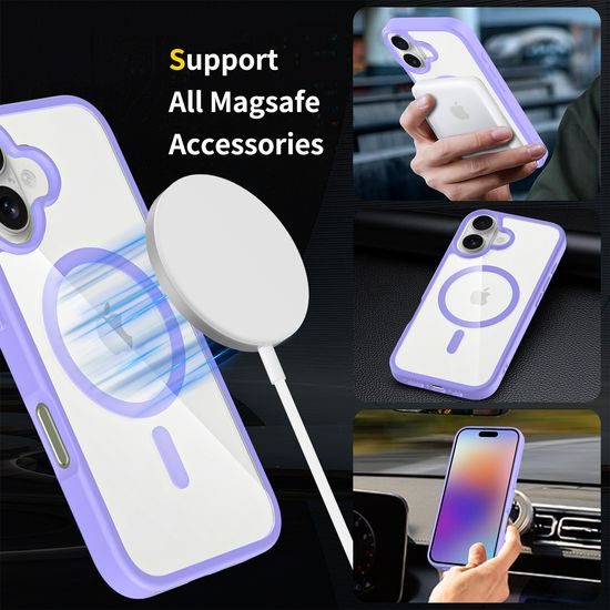 JP MagFit Clear MagSafe θήκη με μαγνήτη N52, iPhone 17, μωβ