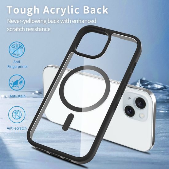 JP MagFit Clear MagSafe obal s N52 magnetem, iPhone 15, černý