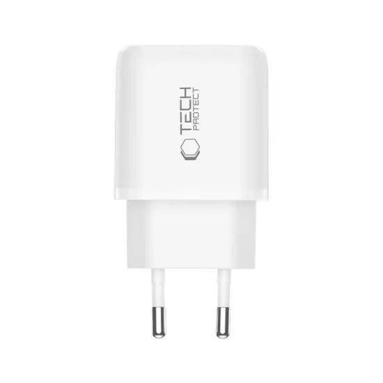 Tech-Protect NCA45W-GAN 2-θυρών δικτυακός φορτιστής PD45W / QC 3.0, λευκός