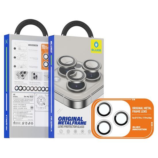 Blueo Original Metal Frame προστατευτικό τζαμάκι για φακό κάμερας, iPhone 17 Pro / 17 Pro Max, ασημί διαμάντι