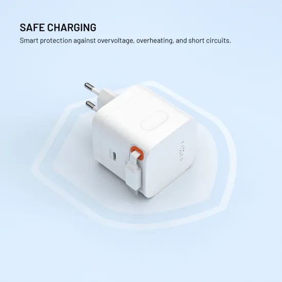 FIXED GaN hálózati töltő, 2x USB-C, PD 3.0, 65W önbehúzódó kábellel, fehér
