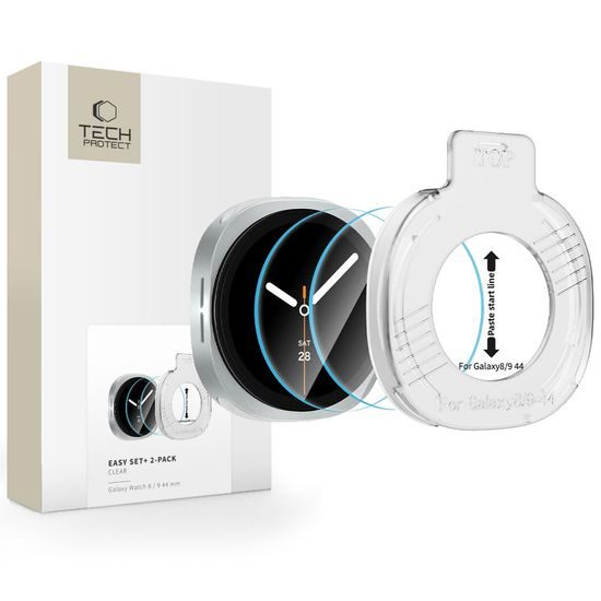 Samsung Galaxy Watch 8 / 9 (44 mm) kaitseklaas – Tech-Protect Easy Set+ paigaldusraamiga karastatud klaas 2 tk