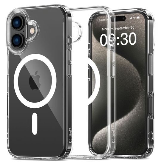 Tech-Protect Flexair Hybrid z MagSafe, iPhone 16 Plus, prozoren