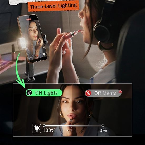 Lisen Handy Tischhalterung A133 für Smartphones 4-6,8" - mit LED-Licht und Clip-Befestigung - Schwarz