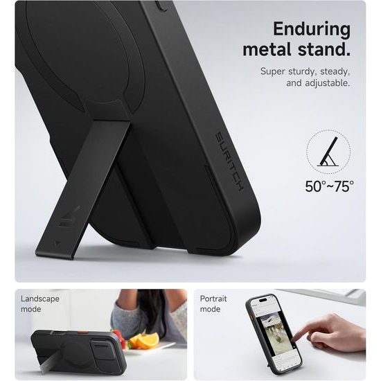 Θήκη Suritch MagSafe με Βάση Στήριξης για iPhone 16 Pro, Μαύρη