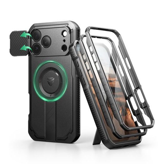 Dexnor MagSafe 360 Kickstand Camprotector etui iPhone 17 Pro Max, czarne