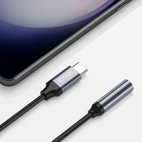 Tech-Protect UltraBoost adaptér USB-C - Jack 3,5 mm, černý