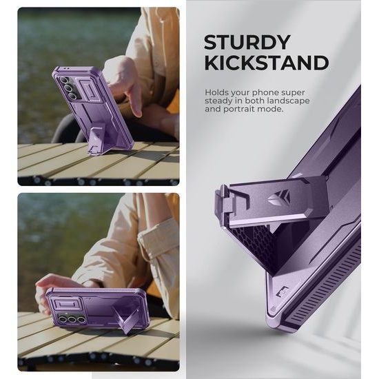 Dexnor 360 Kickstand Camprotector obal Samsung Galaxy S24 FE, fialový