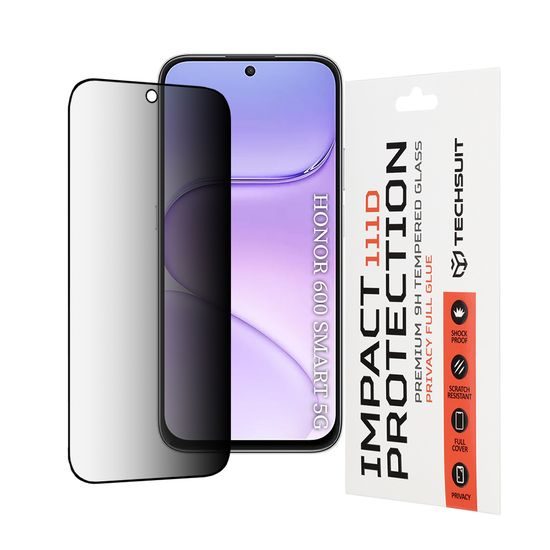 Honor 600 Smart kaitseklaas – Techsuit 111D privaatsusklaas – must