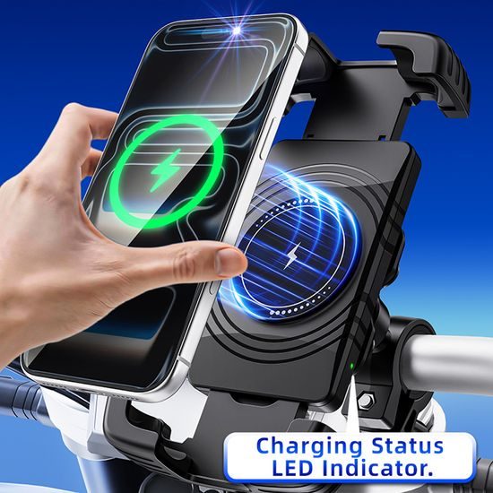 Blavec BVC-01 Velo kormányra szerelhető telefontartó indukciós töltéssel és ütéscsillapítással, fekete