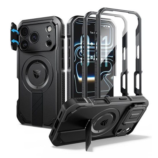 Dexnor MagSafe Case für iPhone 17 Pro / 18 Pro - 360° Kickstand mit Kameraschutz - Schwarz