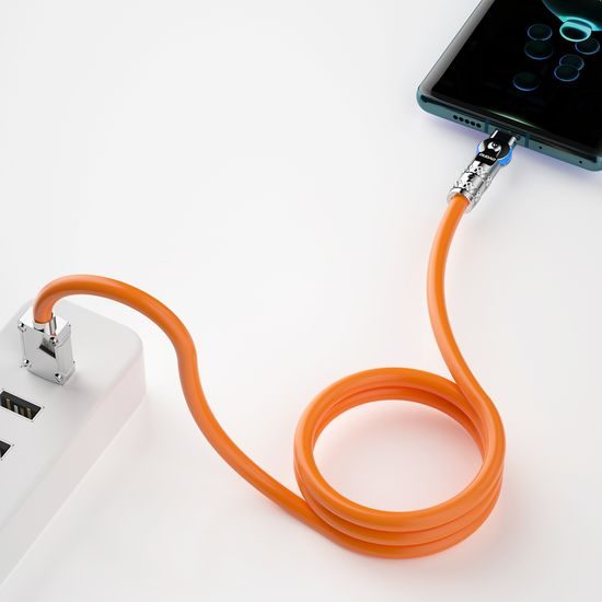 Dudao Angled kábel otočný o 180°, USB-C - USB-C, 120 W, 1 m, oranžový