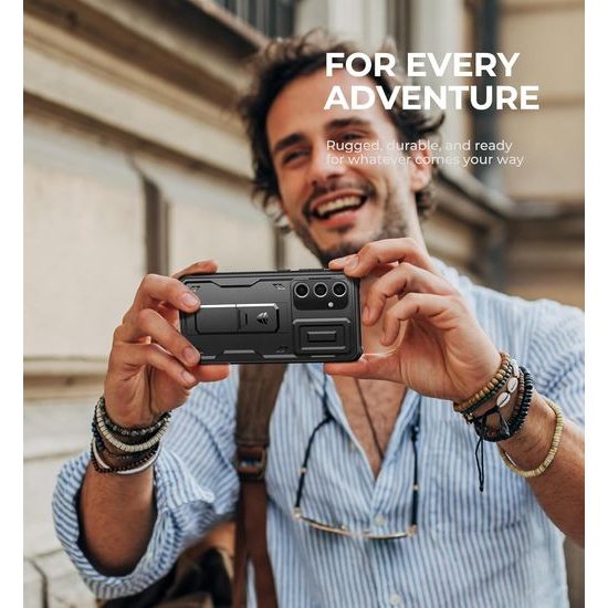 Dexnor 360 Kickstand Camprotector θήκη Samsung Galaxy S24 FE, μαύρη