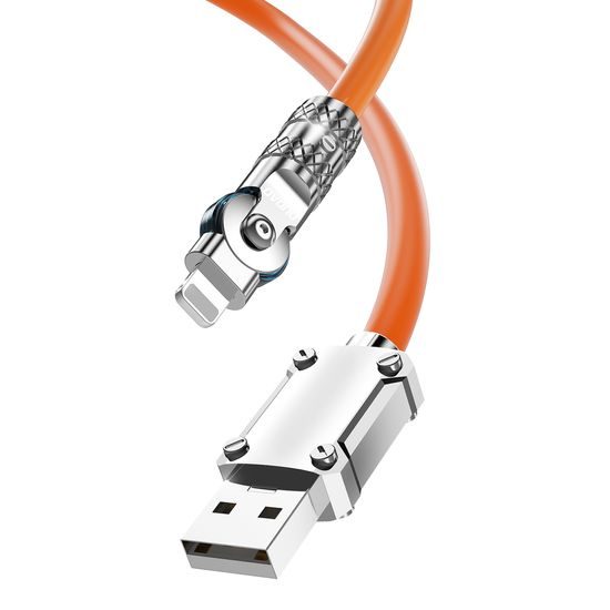 Dudao Angled kabel otočný o 180°, USB-A - Lightning, 30 W, 1 m, oranžový