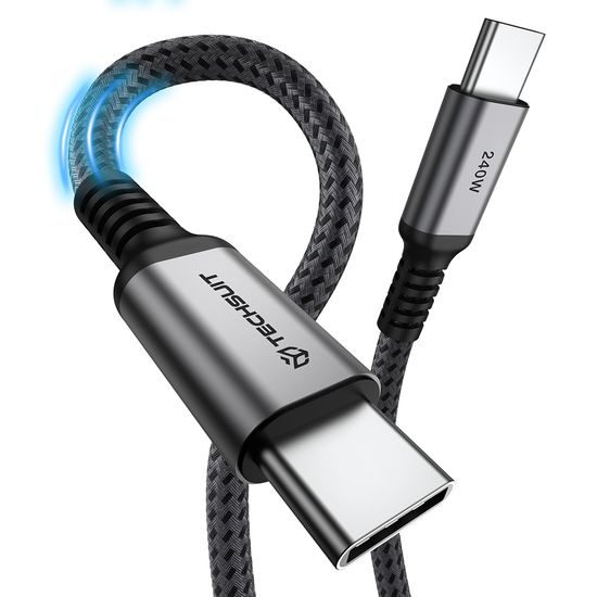Techsuit TitanSync Pro (CX2) USB-C uz USB-C datu kabelis PD 240 W 2 m – pelēks
