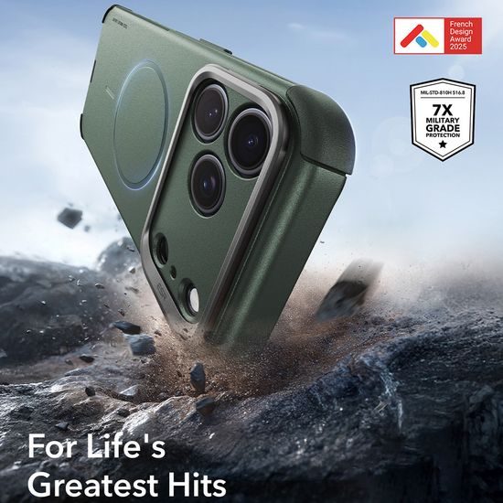 iPhone 17 Pro / 18 Pro vāciņš – ESR Cyber Armor Kickstand ar statīvu – zaļš