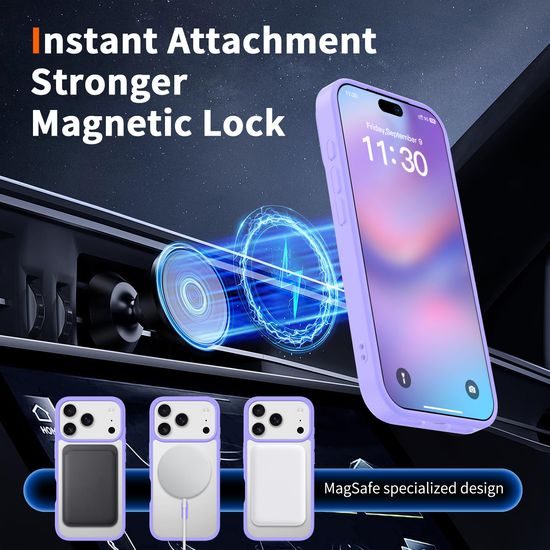 JP MagFit Clear MagSafe θήκη με μαγνήτη N52, iPhone 17 Pro, μωβ