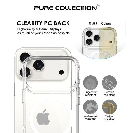 JP MagFit MagSafe θήκη με πιστοποίηση 3M SGS, iPhone 17 Pro Max, διάφανη