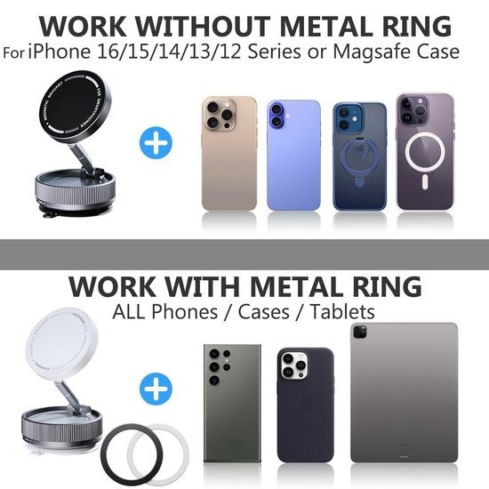 360° magnetni nastavljiv prisesalni držalo za telefon v avto, črn. C36