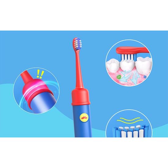 Bitvae BVK7S Ηχητική Οδοντόβουρτσα με Εφαρμογή για Παιδιά, Σετ Ακροφυσίων, Μπλε