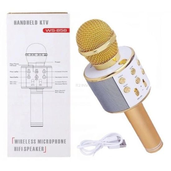 Microfon Karaoke WS858, auriu