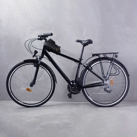 Geantă pentru cadru de bicicletă Wozinsky cu husă pentru telefon, 1 l, neagră (WBB25BK)